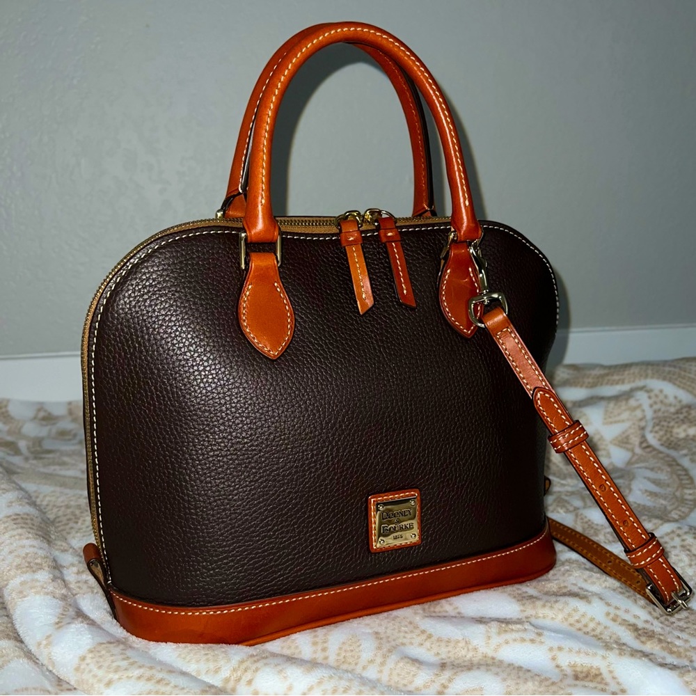 Pebble Grain Zip Zip Satchel